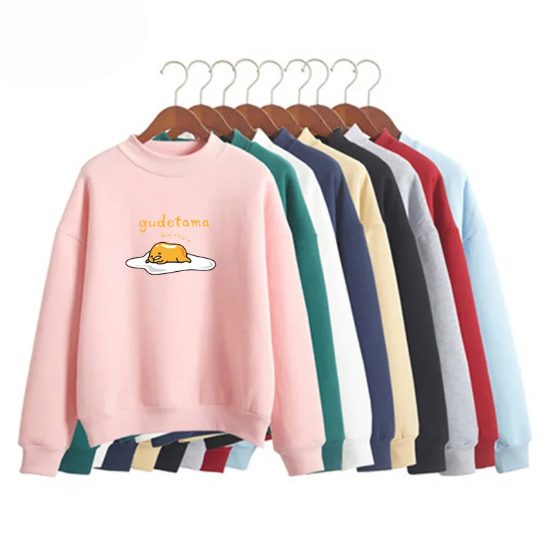Kawaii Gudetama Cartoon Round Neck Fleece Pullover