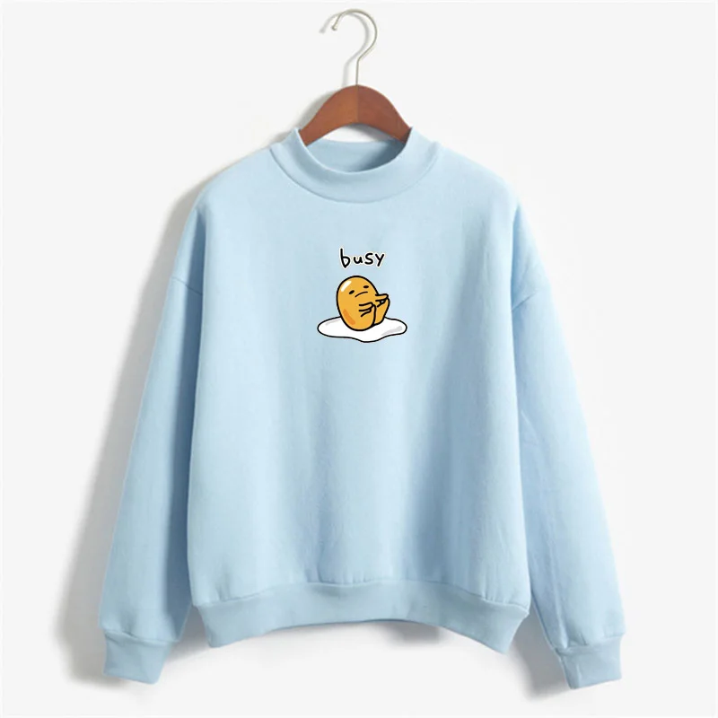 Kawaii Gudetama Cartoon Round Neck Fleece Pullover