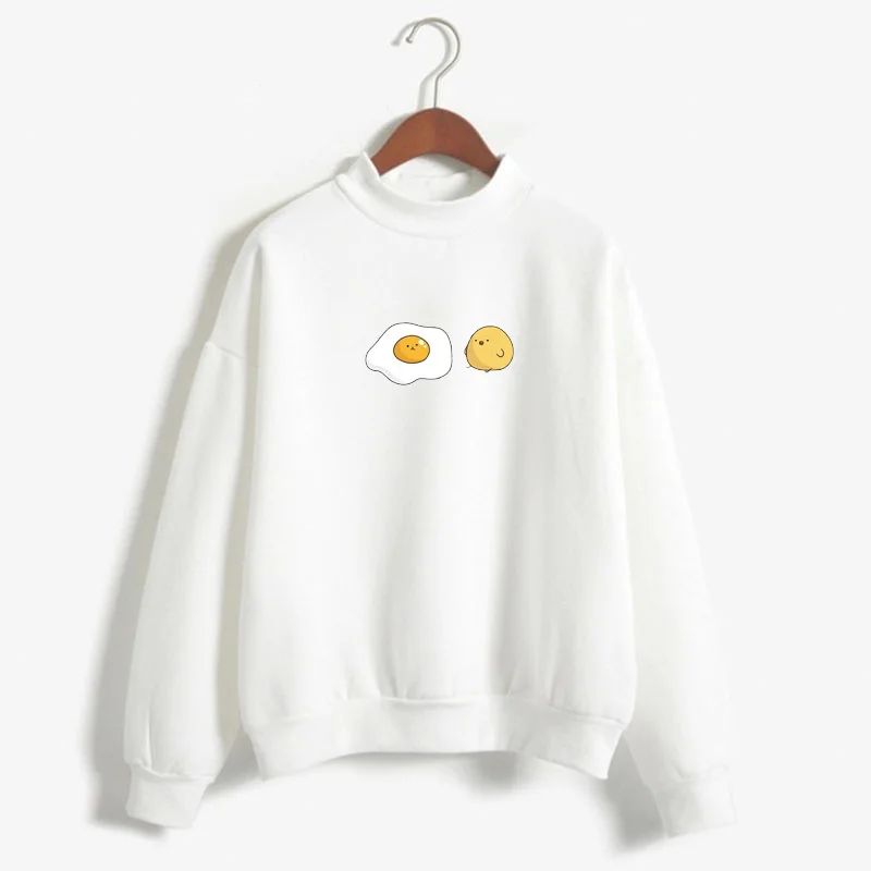 Kawaii Gudetama Cartoon Round Neck Fleece Pullover