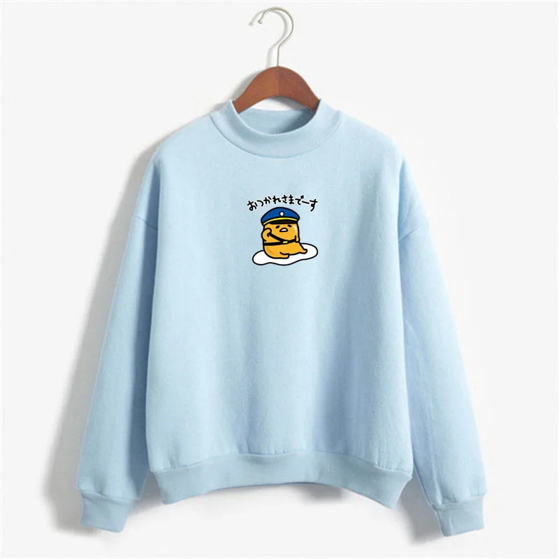Kawaii Gudetama Cartoon Round Neck Fleece Pullover