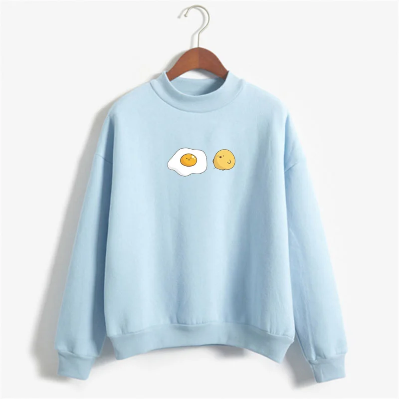 Kawaii Gudetama Cartoon Round Neck Fleece Pullover