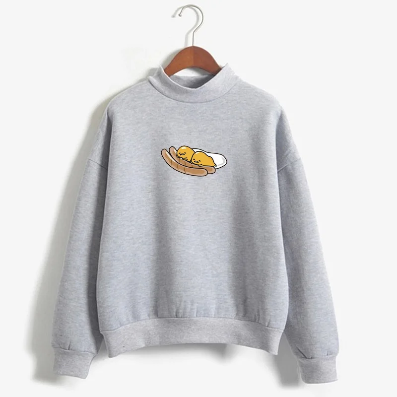 Kawaii Gudetama Cartoon Round Neck Fleece Pullover