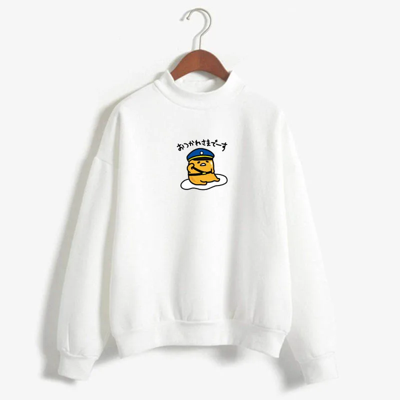 Kawaii Gudetama Cartoon Round Neck Fleece Pullover