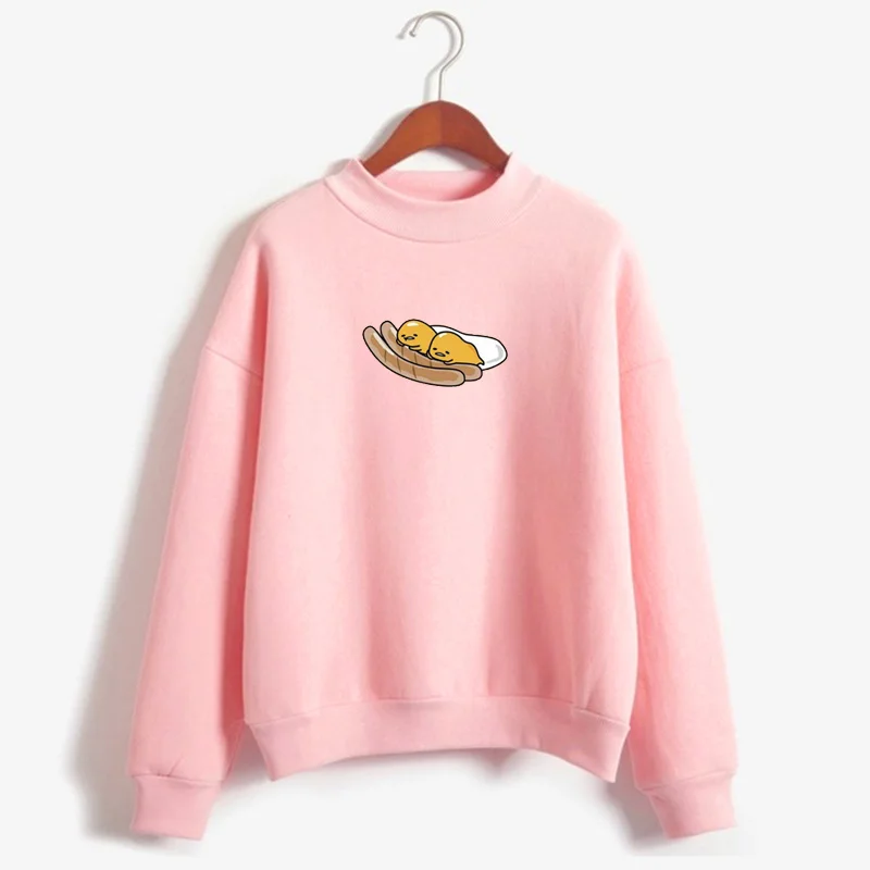 Kawaii Gudetama Cartoon Round Neck Fleece Pullover
