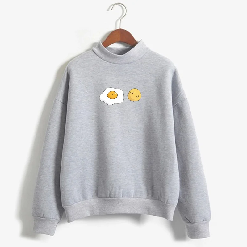Kawaii Gudetama Cartoon Round Neck Fleece Pullover