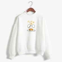 Kawaii Scrambled Eggs Gudetama Print Round Neck Long Sleeve Sweatshirt Kawaii Scrambled Eggs Gudetama Print Round Neck Long Sleeve Sweatshirt