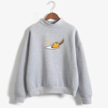 Kawaii Cartoon Gudetama Round Neck Fleece Pullover Kawaii Cartoon Gudetama Round Neck Fleece Pullover