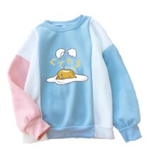 Kawaii Gudetama Lazy Egg Yolk Casual Patchwork Hoodie Kawaii Gudetama Lazy Egg Yolk Casual Patchwork Hoodie