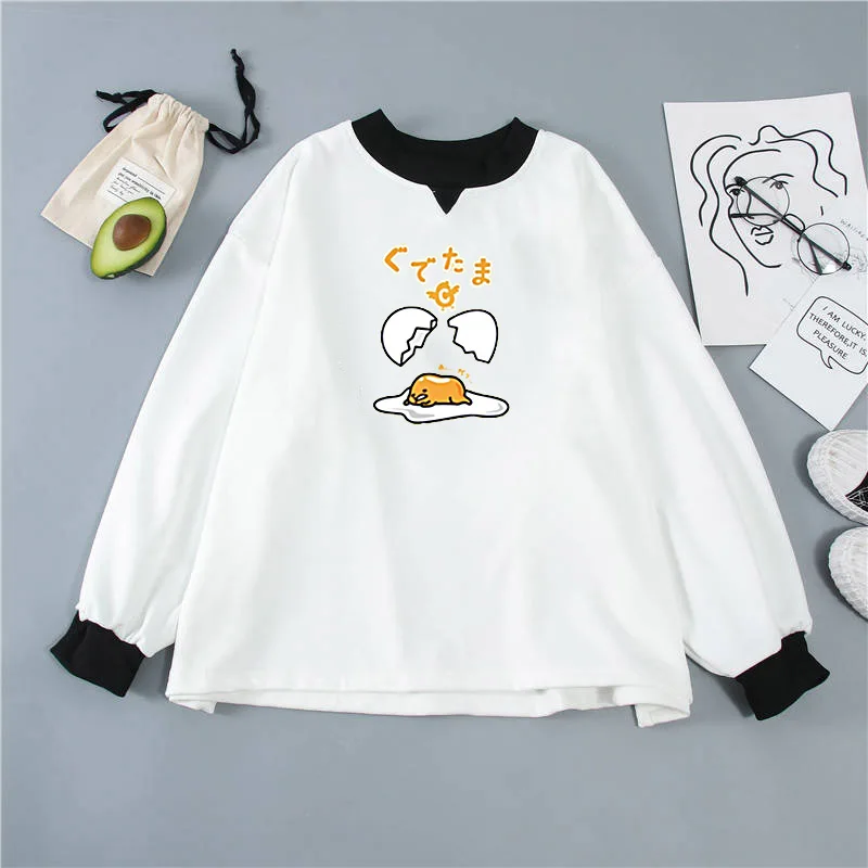 Gudetama Lazy Print Round Neck Long Sleeve Hoodie Gudetama Lazy Print Round Neck Long Sleeve Hoodie