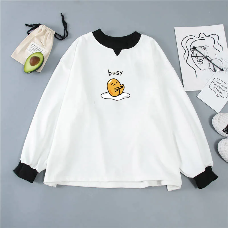 Gudetama Lazy Print Round Neck Long Sleeve Hoodie Gudetama Lazy Print Round Neck Long Sleeve Hoodie