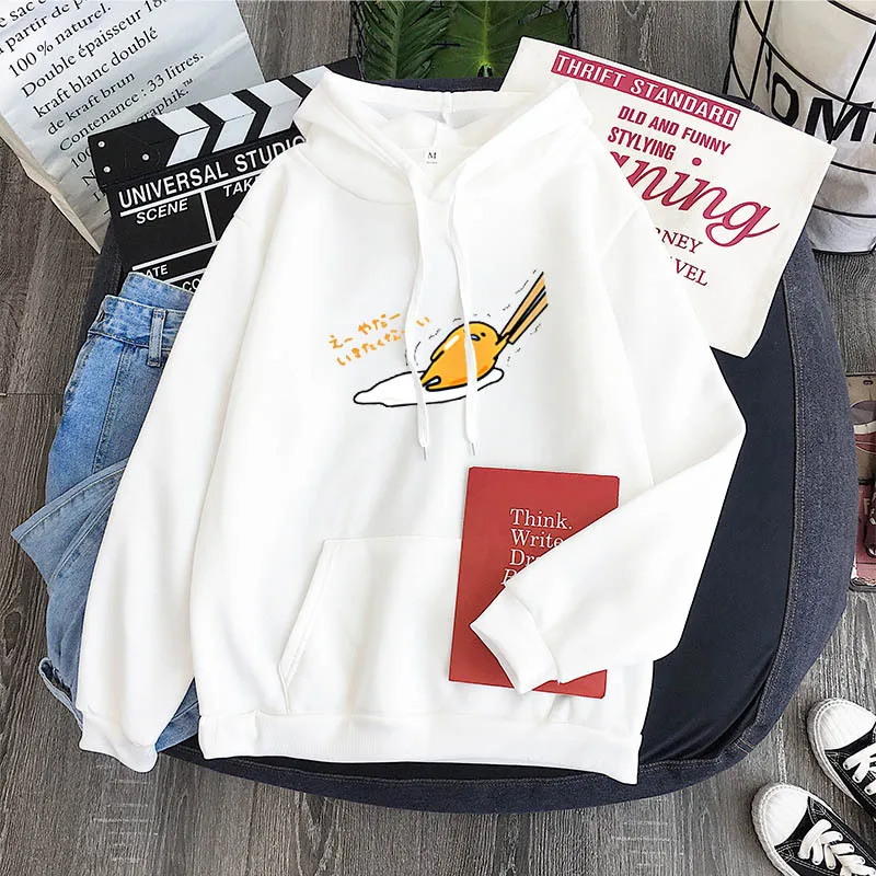 Kawaii Cartoon Gudetama Lazy Egg Fleece Hoodie