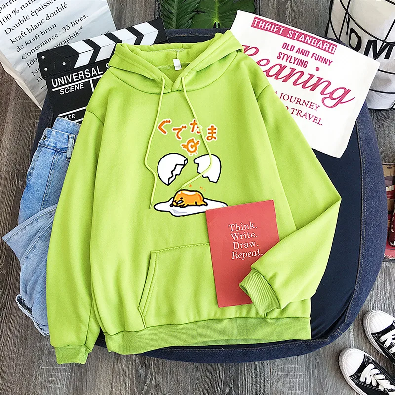 Kawaii Cartoon Gudetama Lazy Egg Fleece Hoodie