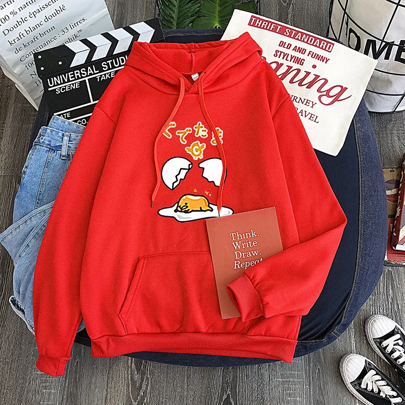 Kawaii Cartoon Gudetama Lazy Egg Fleece Hoodie