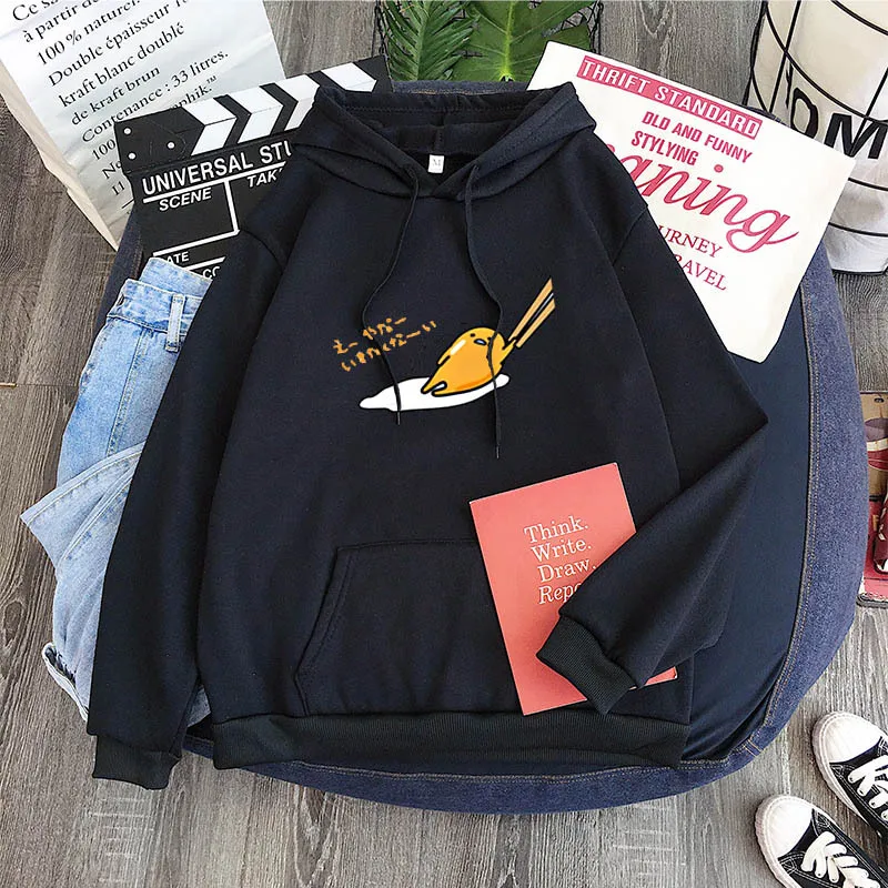 Kawaii Cartoon Gudetama Lazy Egg Fleece Hoodie
