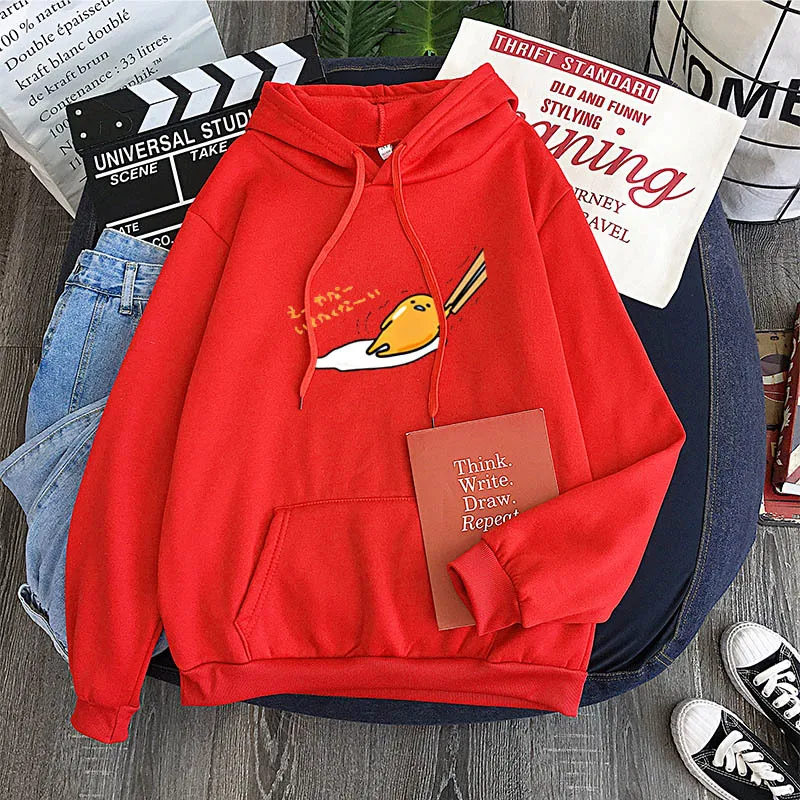 Kawaii Cartoon Gudetama Lazy Egg Fleece Hoodie