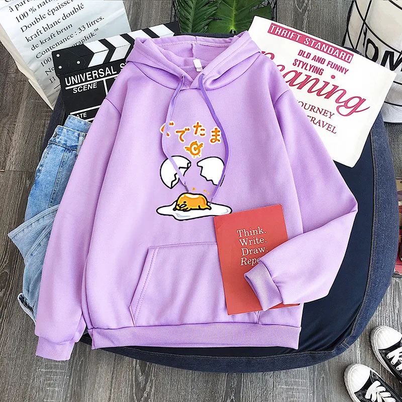 Kawaii Cartoon Gudetama Lazy Egg Fleece Hoodie