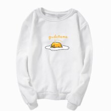 Gudetama Lazy Egg Print Round Neck Long Sleeve Sweatshirt Gudetama Lazy Egg Print Round Neck Long Sleeve Sweatshirt