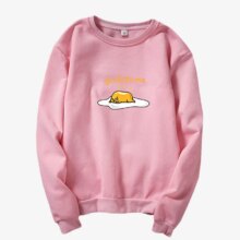 Gudetama Lazy Egg Print Round Neck Long Sleeve Sweatshirt Gudetama Lazy Egg Print Round Neck Long Sleeve Sweatshirt