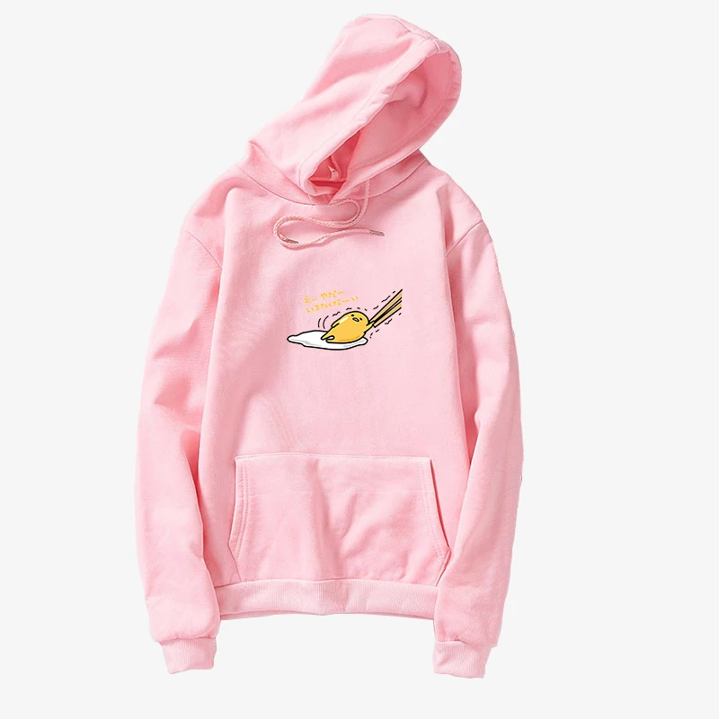 Kawaii Cartoon Gudetama Print Fleece Casual Hoodie