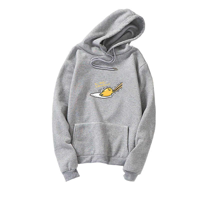 Kawaii Cartoon Gudetama Print Fleece Casual Hoodie