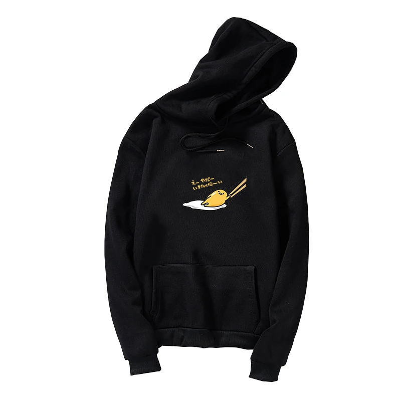 Kawaii Cartoon Gudetama Print Fleece Casual Hoodie