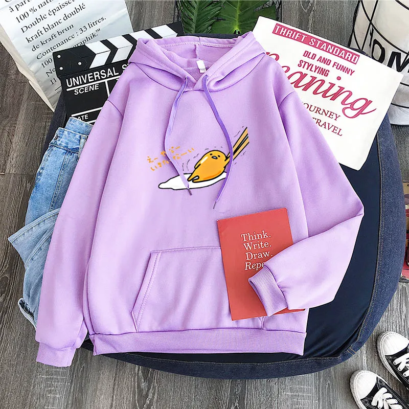 Lazy Egg Gudetama Print Long Sleeve Hooded Lazy Egg Gudetama Print Long Sleeve Hooded
