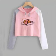 Kawaii Lazy Gudetama Egg Graphic Print Cropped Hoodie Kawaii Lazy Gudetama Egg Graphic Print Cropped Hoodie
