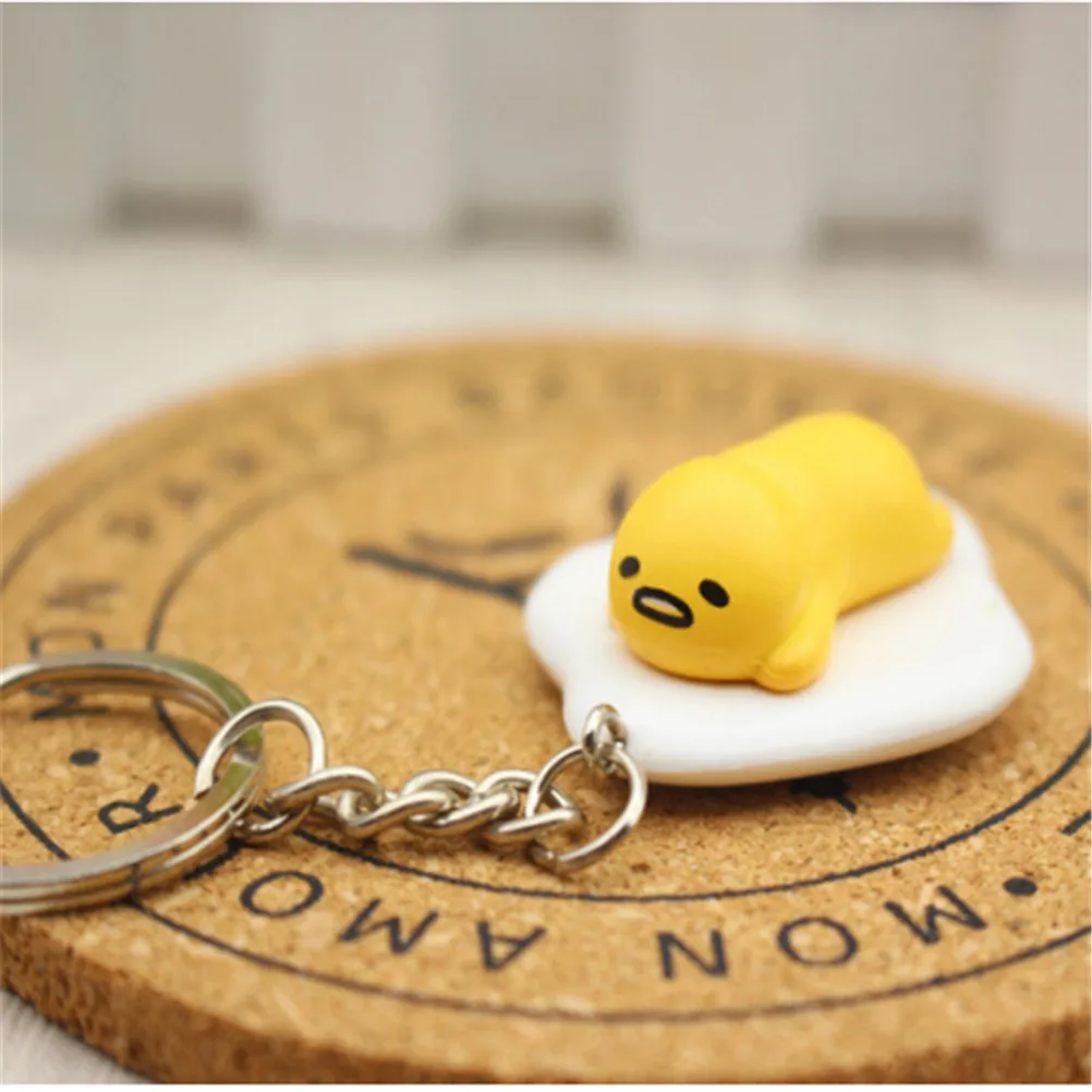 Yellow White Lazy Gudetama Egg Anime PVC Keyring