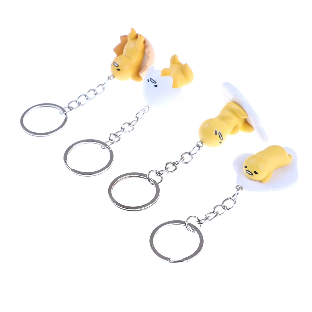 Yellow White Lazy Gudetama Egg Cartoon Style Keyring