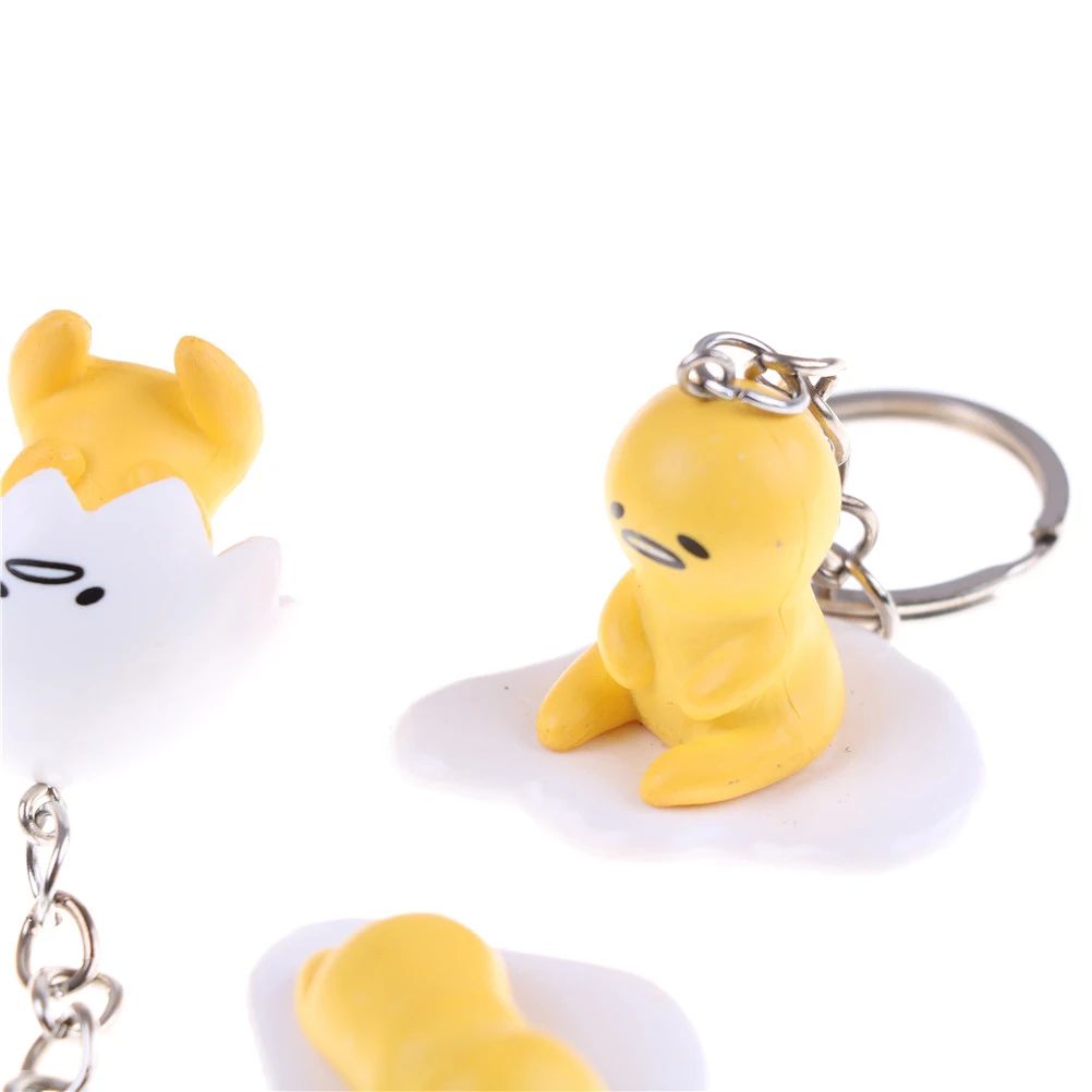 Yellow White Lazy Gudetama Egg Cartoon Style Keyring