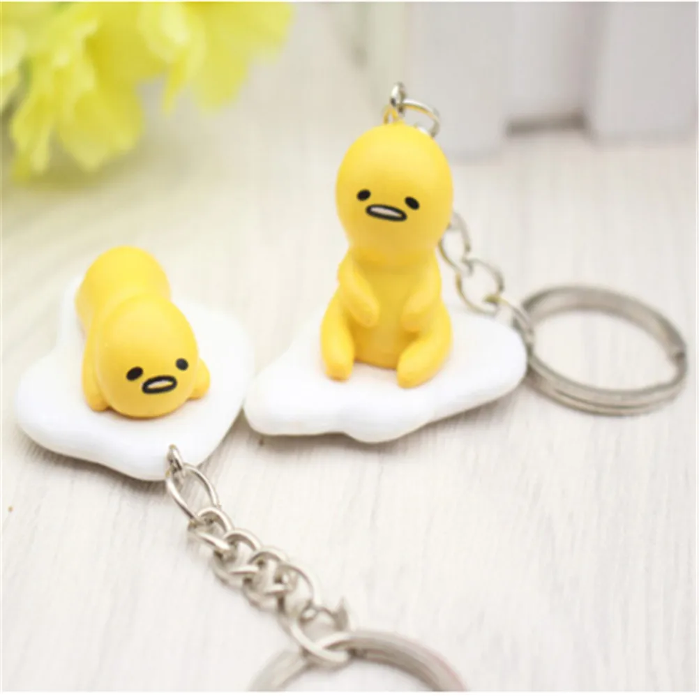 Yellow White Lazy Gudetama Egg Cartoon Style Keyring