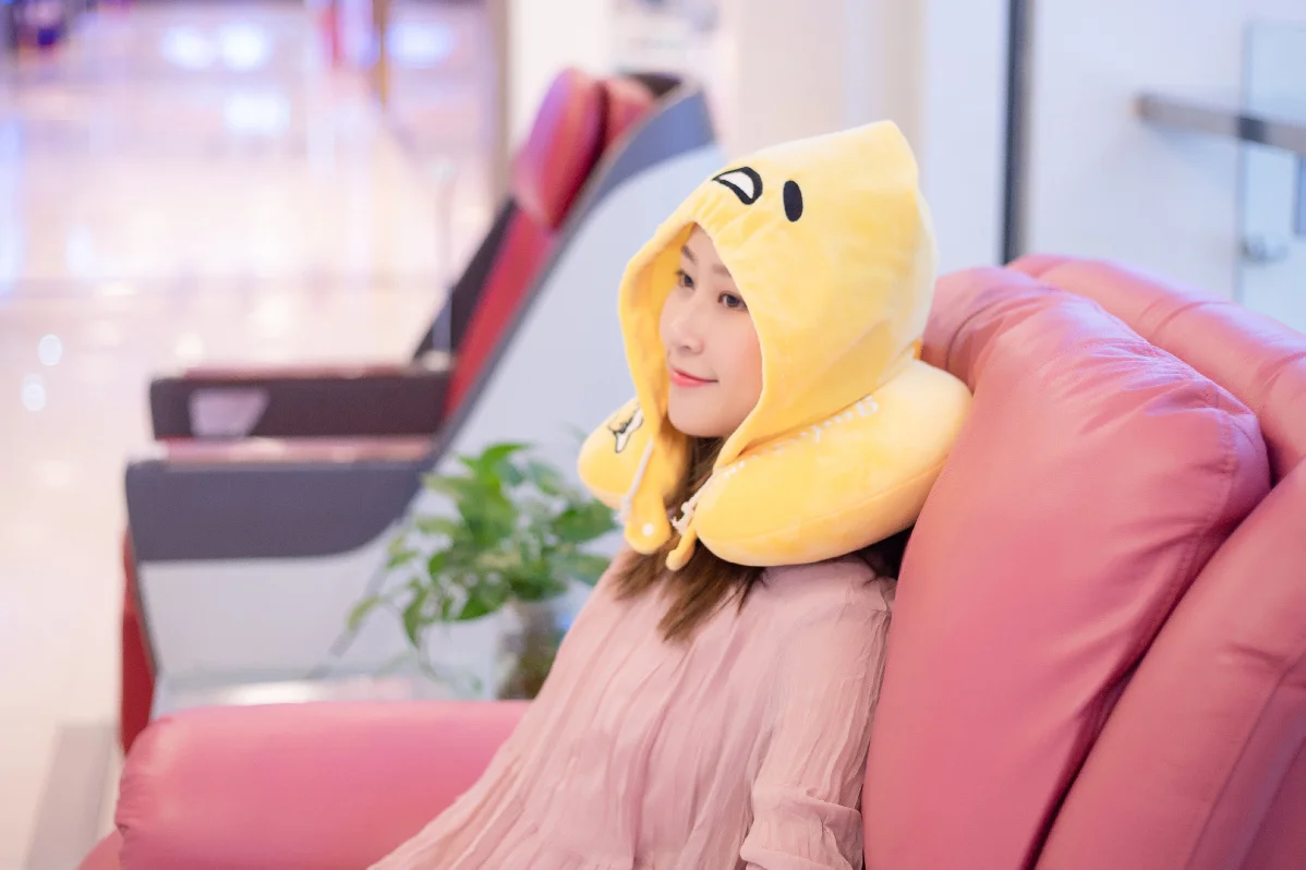 Gudetama Lazy Yolk Egg U Shape Pillow Plush Toy Stuffed Hooded