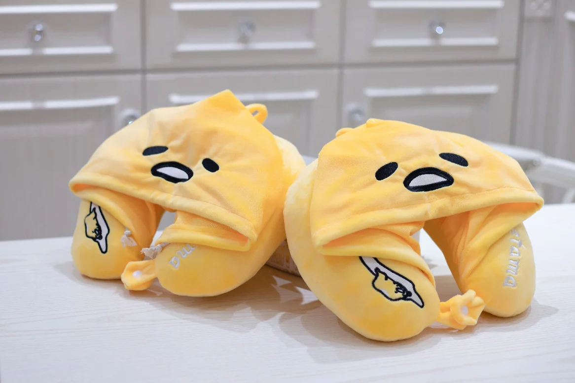 Gudetama Lazy Yolk Egg U Shape Pillow Plush Toy Stuffed Hooded