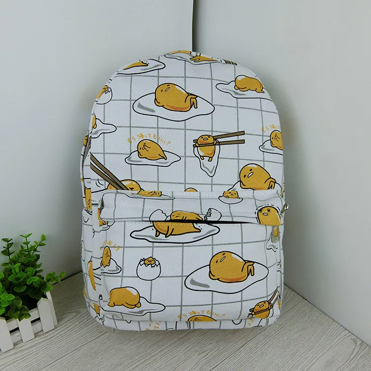 Gudetama Lazy Egg Cat Yellow Cartoon Printed Canvas Shoulder Bags