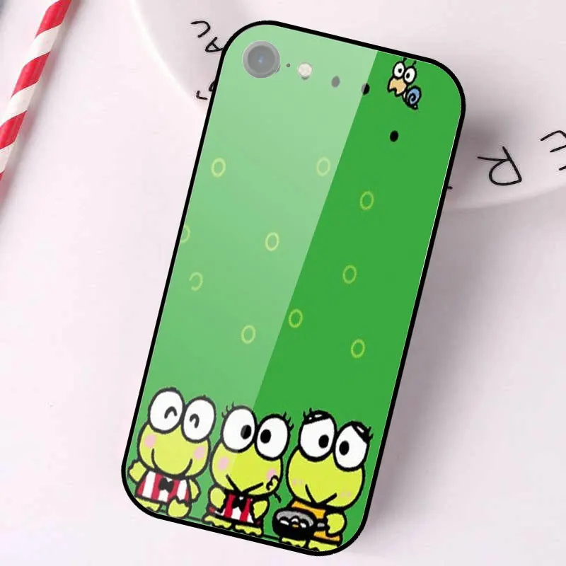 Keroppi Green Frog Tempered Glass Phone Cases