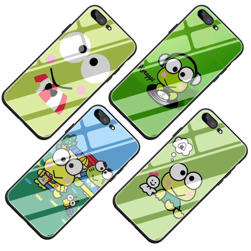 Keroppi Frog Cartoon Tempered Glass TPU Phone Case Keroppi Frog Cartoon Tempered Glass TPU Phone Case