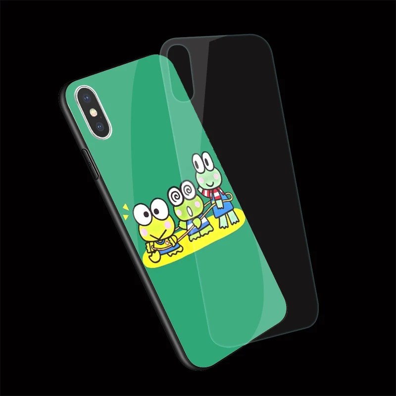 Keroppi Frog Cartoon Tempered Glass TPU Phone Case Keroppi Frog Cartoon Tempered Glass TPU Phone Case