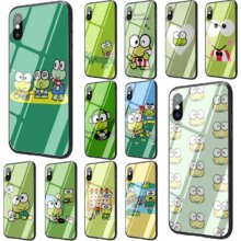 Keroppi Frog Cartoon Tempered Glass TPU Phone Case Keroppi Frog Cartoon Tempered Glass TPU Phone Case