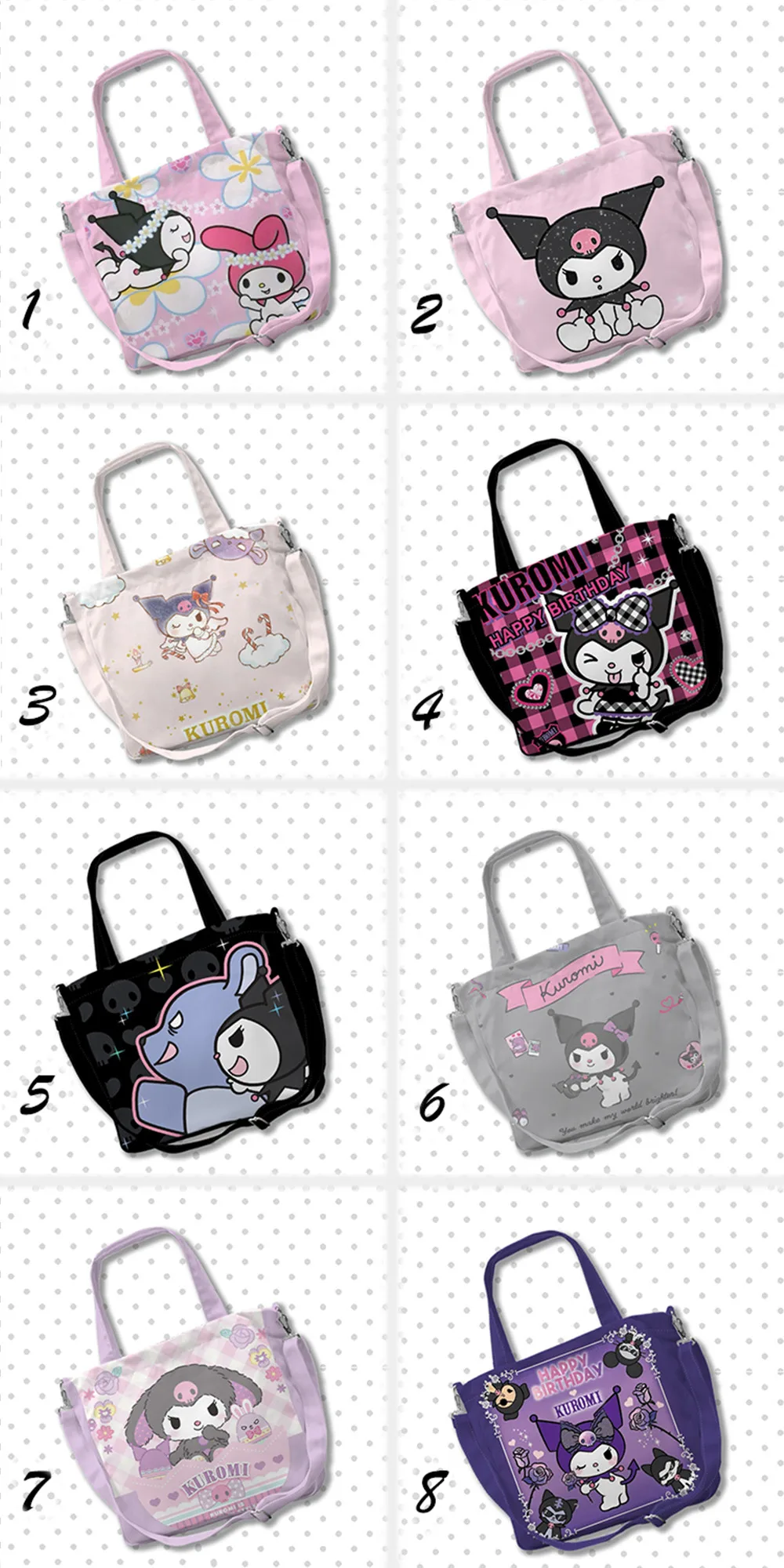 My Melody Kuromi Canvas Shoulder Large Capacity Bag My Melody Kuromi Canvas Shoulder Large Capacity Bag