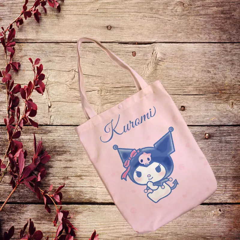 Kuromi Anime Style Canvas Shoulder Bags