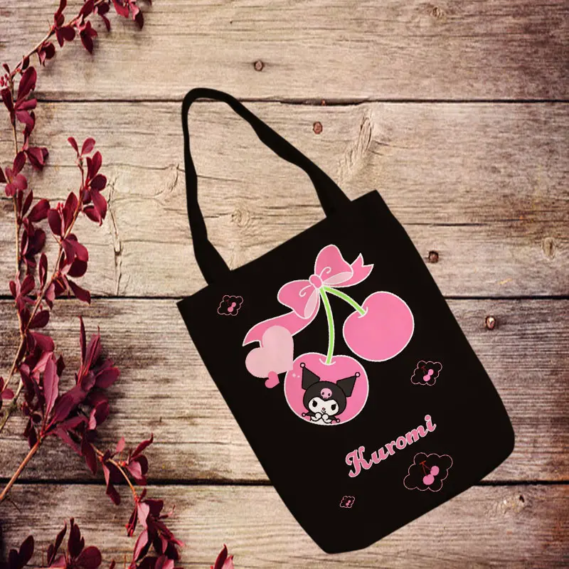 Kuromi Anime Style Canvas Shoulder Bags