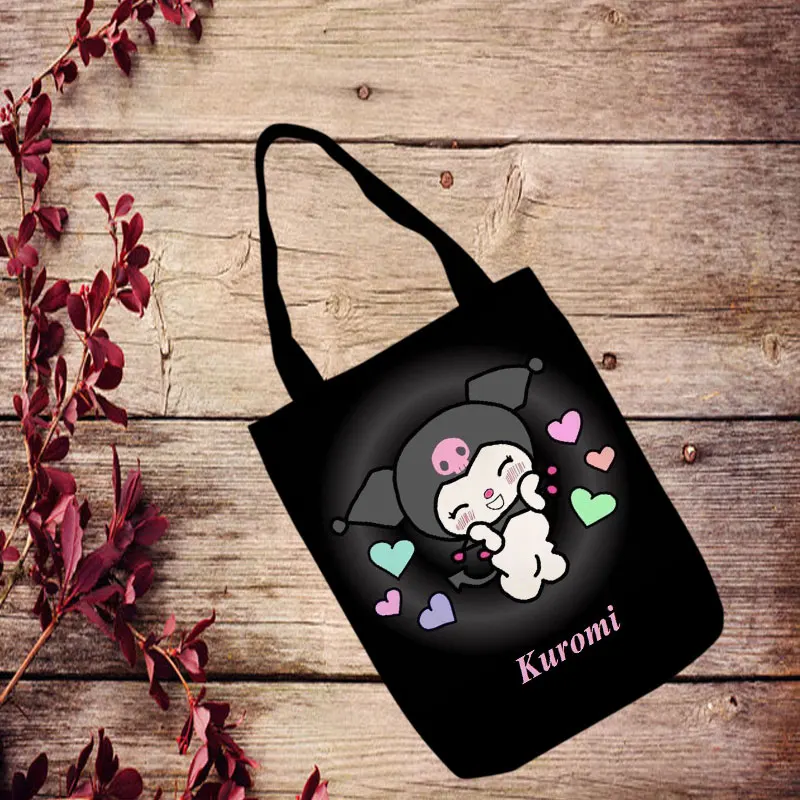 Kuromi Anime Style Canvas Shoulder Bags