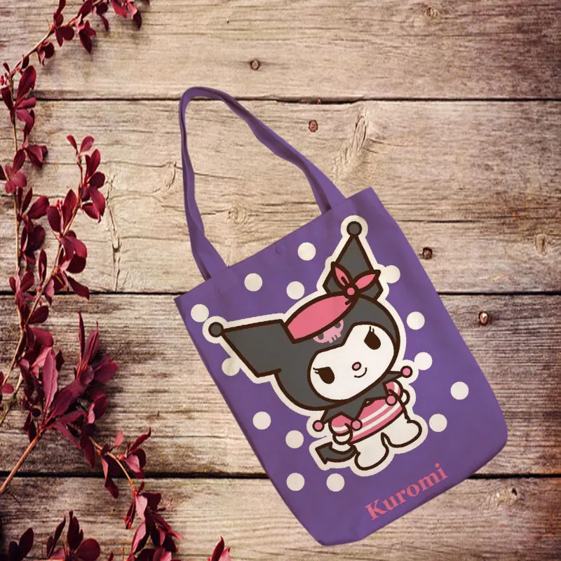 Kuromi Anime Style Canvas Shoulder Bags
