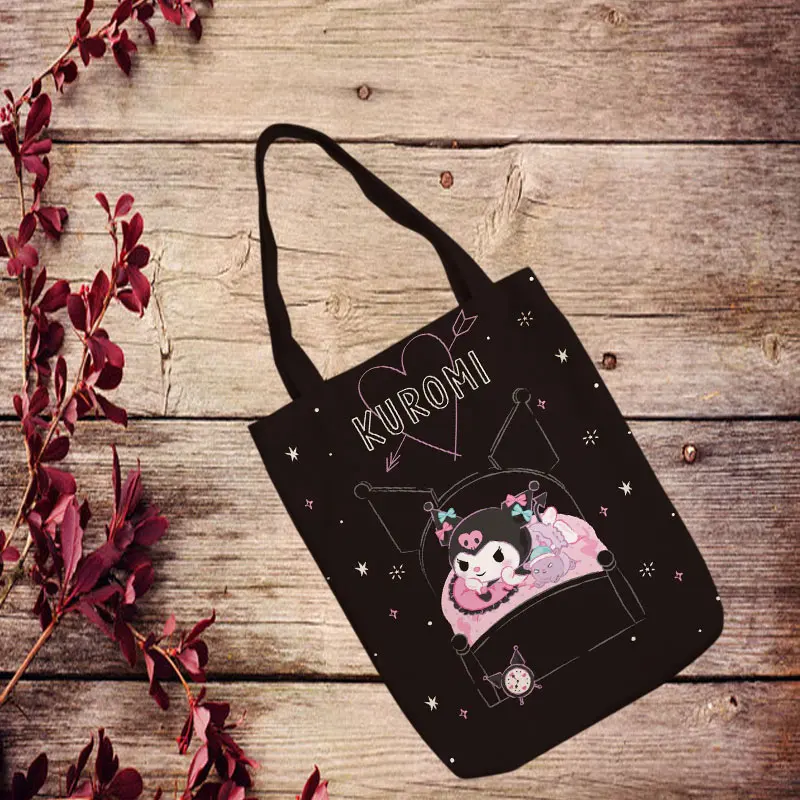 Kuromi Anime Style Canvas Shoulder Bags