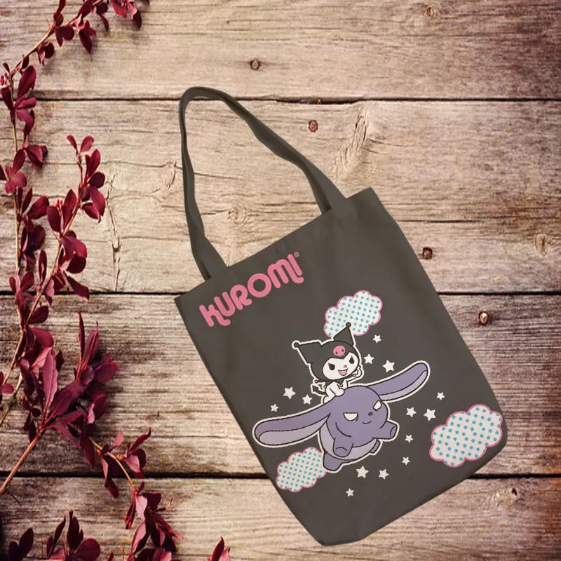 Kuromi Anime Style Canvas Shoulder Bags