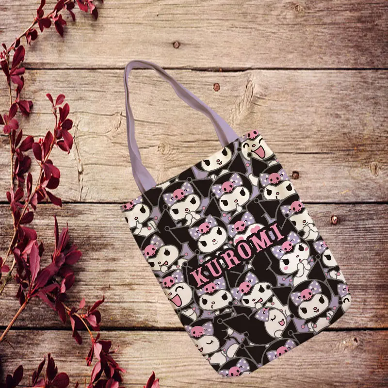 Kuromi Anime Style Canvas Shoulder Bags