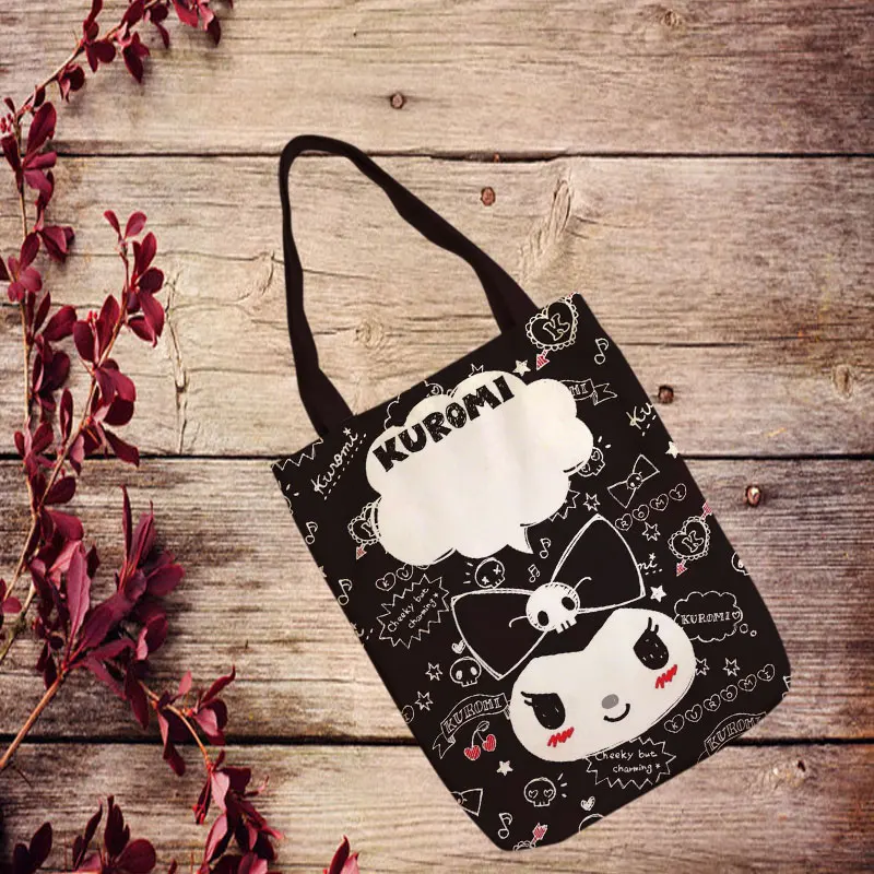 Kuromi Anime Style Canvas Shoulder Bags