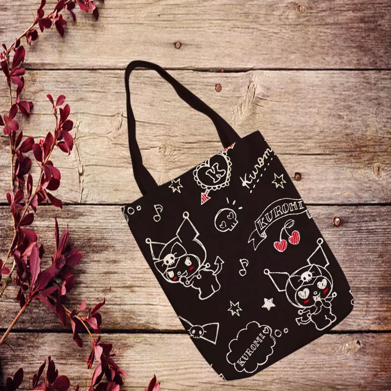 Kuromi Anime Style Canvas Shoulder Bags