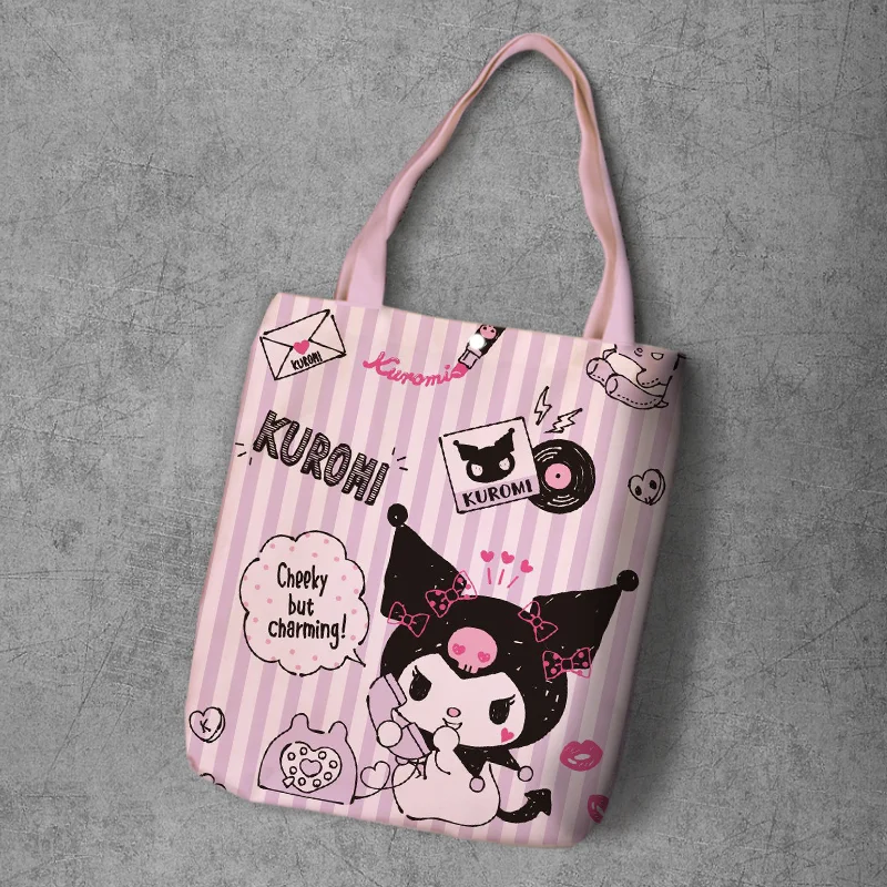 Melody Kuromi Anime Foldable Canvas Casual Shoulder Bags