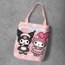 Melody Kuromi Anime Foldable Canvas Casual Shoulder Bags Melody Kuromi Anime Foldable Canvas Casual Shoulder Bags